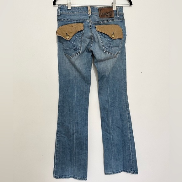 Vigoss Womens 27 Denim Jeans Distressed Leather Rivet Flap - Picture 4 of 6